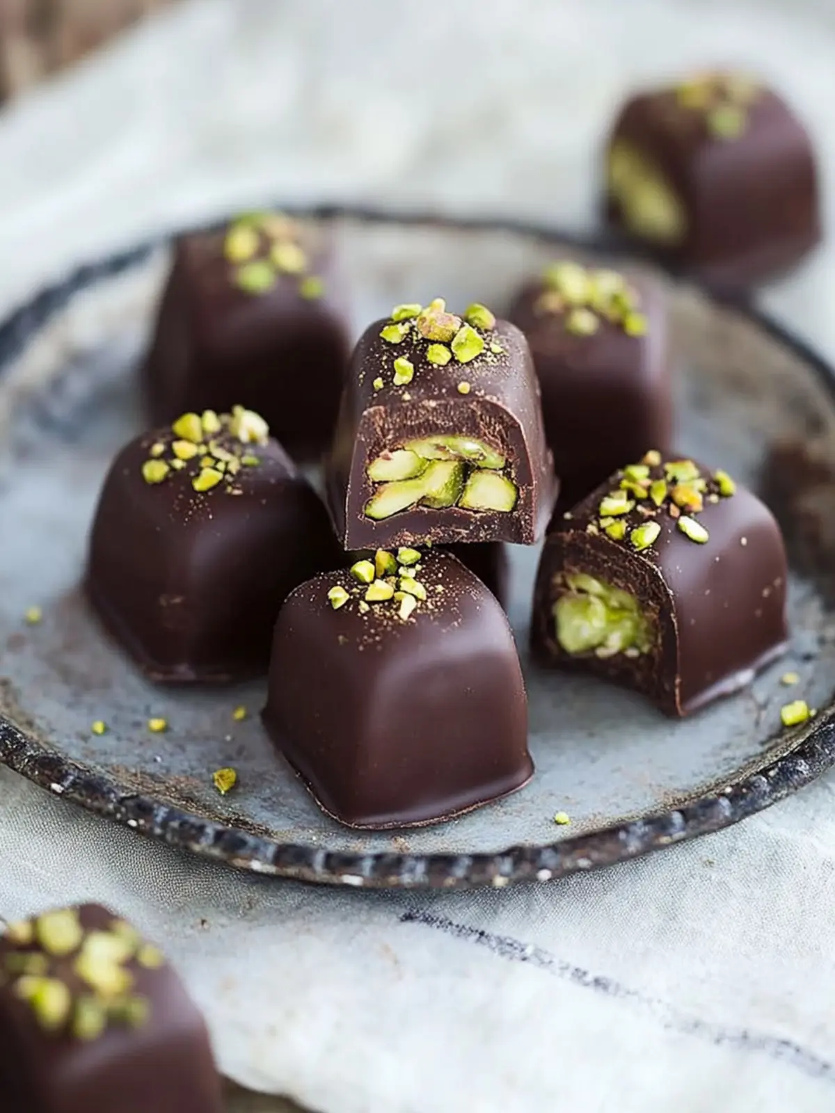 Decadent Dark Chocolate Pistachio Pralines to Indulge In 3 Dark Chocolate Pistachio Pralines