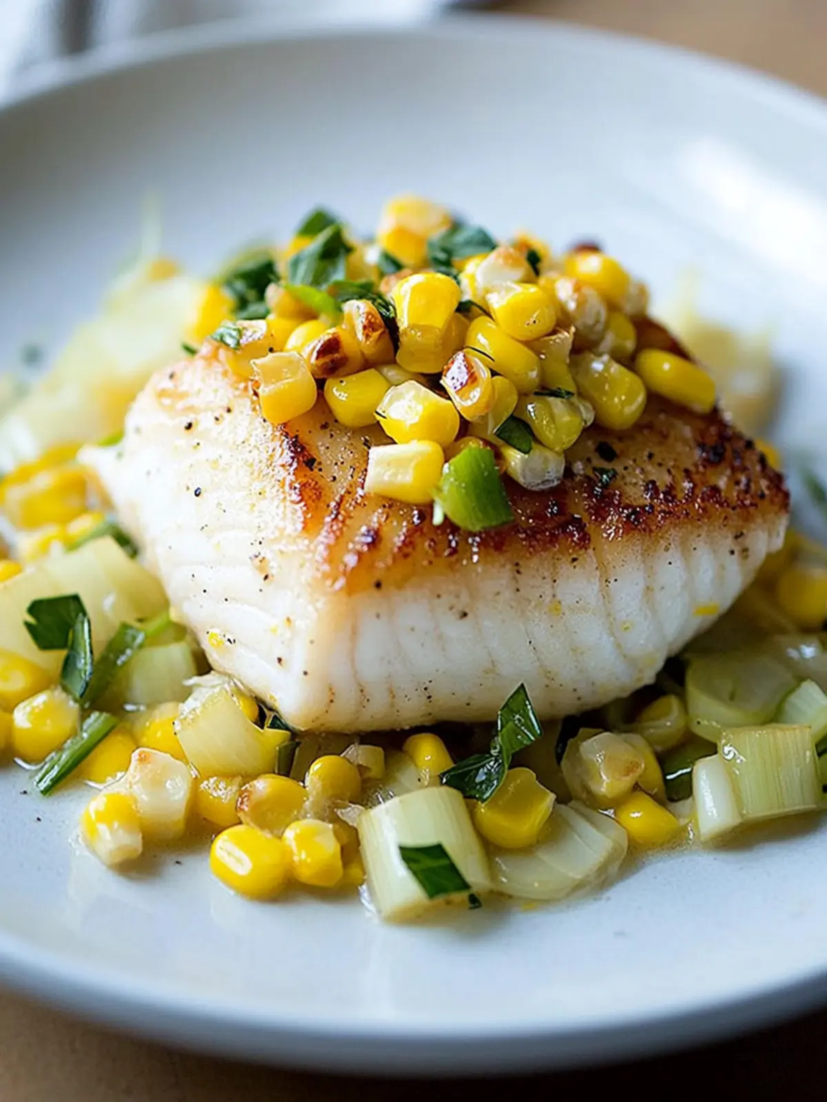 Delicious Halibut with Fresh Corn & Leeks You’ll Love! 2 Halibut with Fresh Corn & Leeks