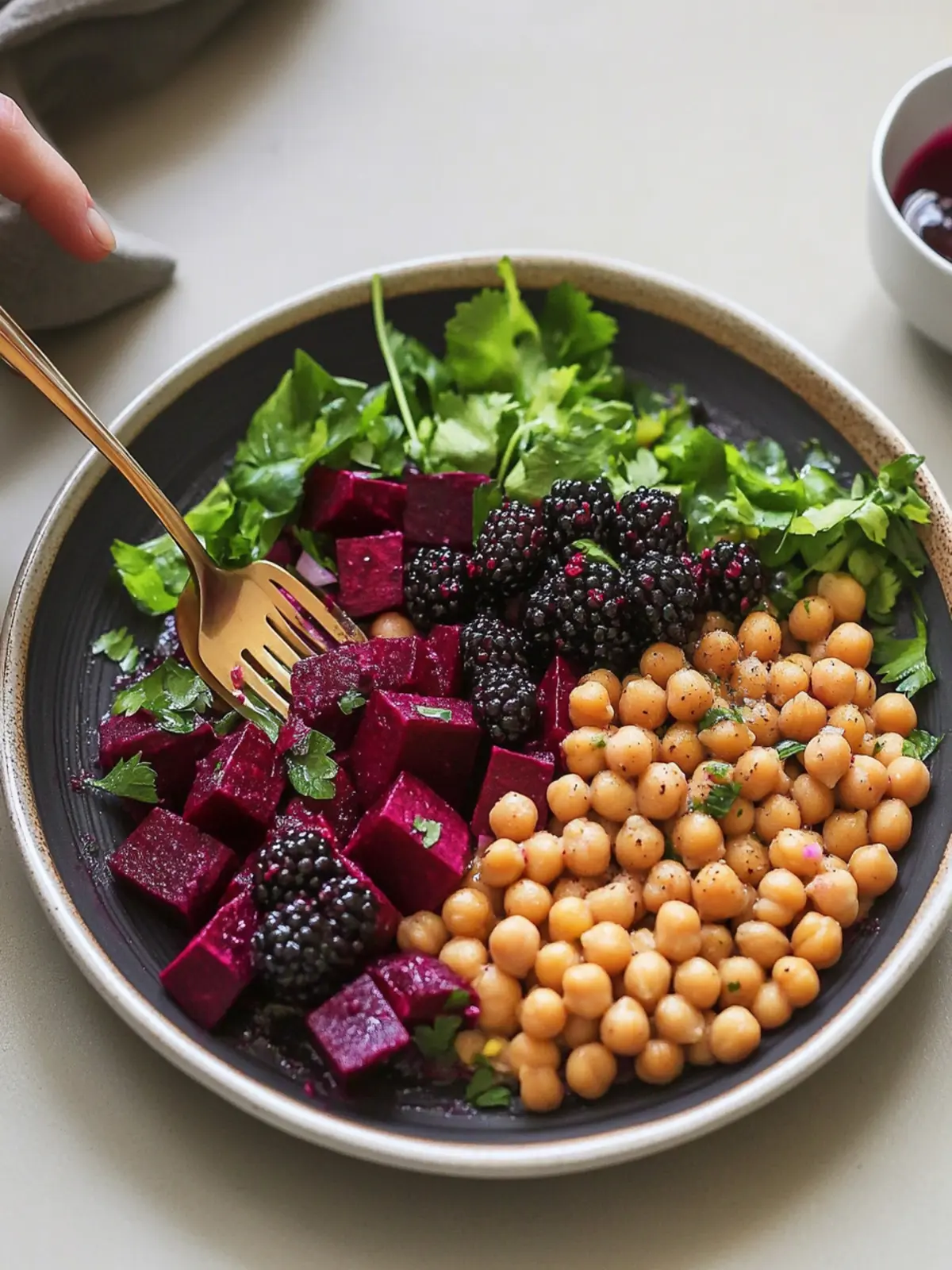 Delicious Roasted Chickpea Salad with Beets and Blackberry Dressing 4 Roasted Chickpea Salad with Beets and Blackberry Dressing
