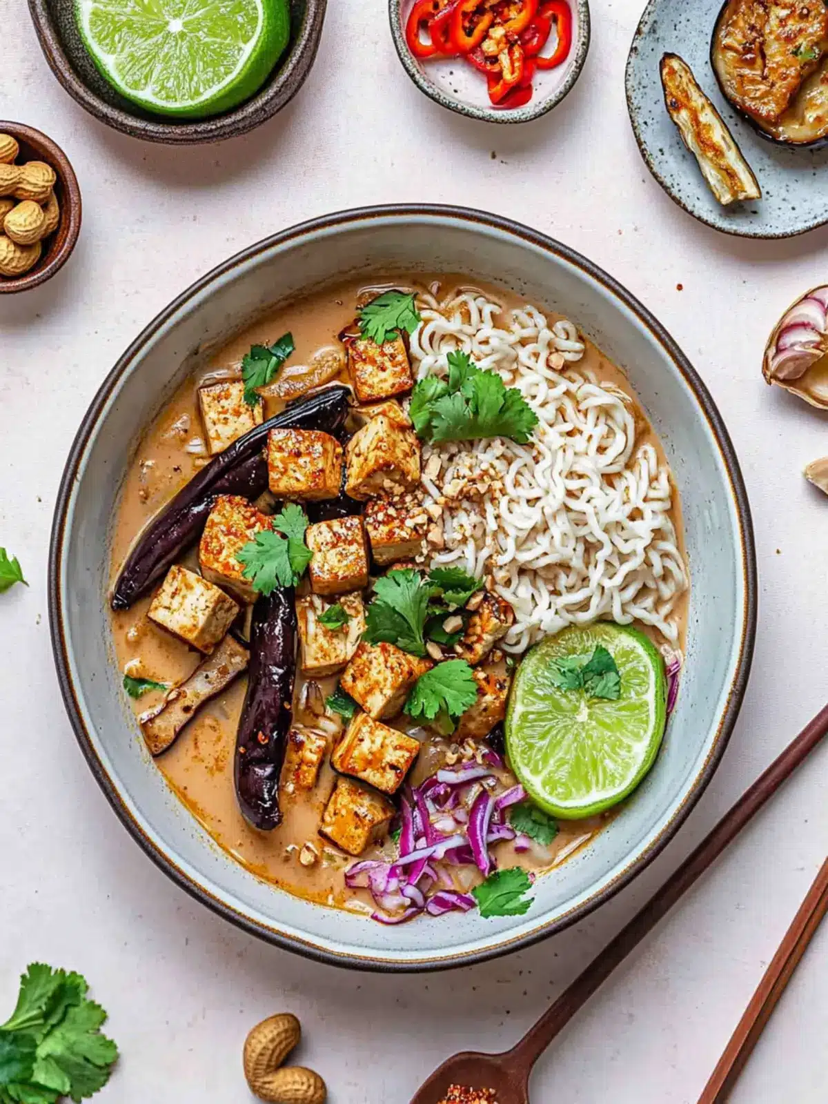 Irresistible Tofu and Aubergine Peanut Ramen Noodles Bliss 2 Tofu and Aubergine Peanut Ramen Noodles (Vegan Gluten-Free)