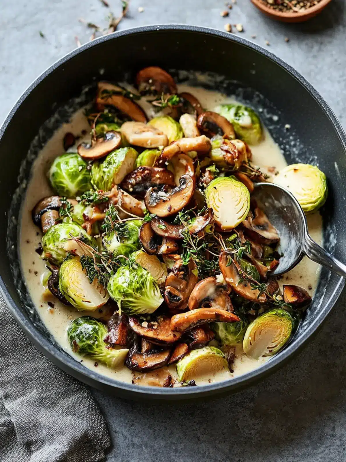 Savor Creamy Brussels Sprouts with Wild Mushrooms Tonight! 5 Creamy Brussels Sprouts with Wild Mushrooms