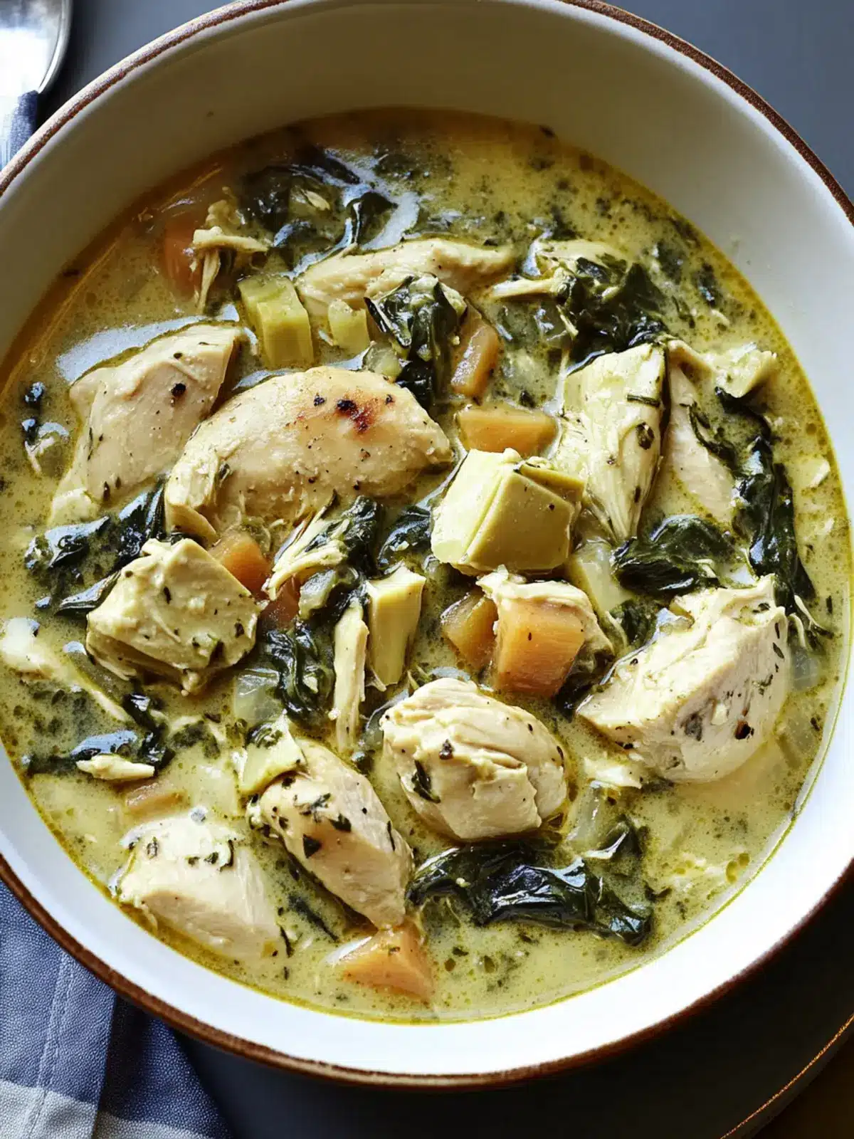 Creamy Spinach-Artichoke Chicken Stew Your Family Will Devour 5 Creamy Spinach-Artichoke Chicken Stew