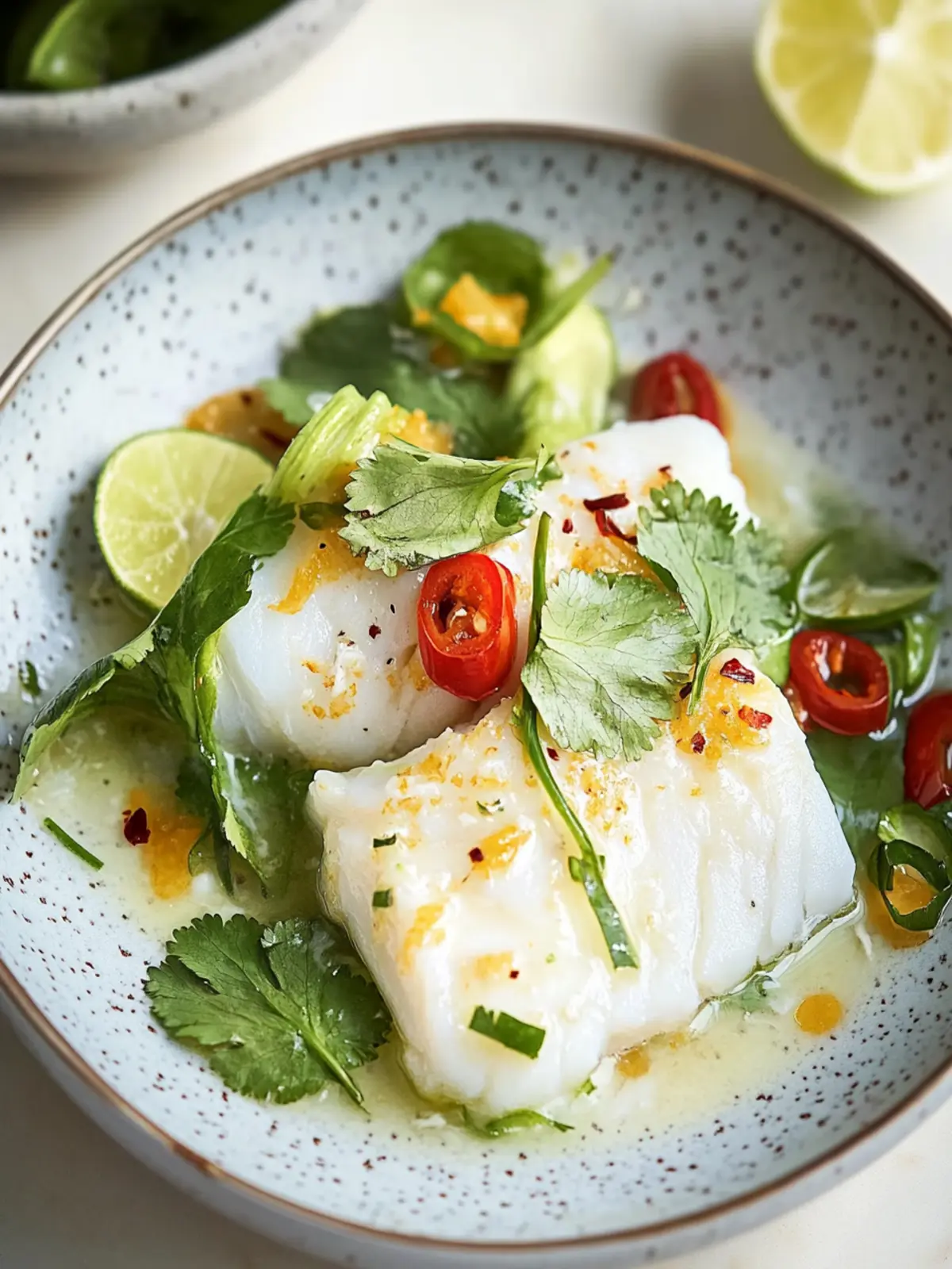 Coconut Poached Cod with Ginger and Lime for a Flavorful Escape 2 Coconut Poached Cod with Ginger and Lime