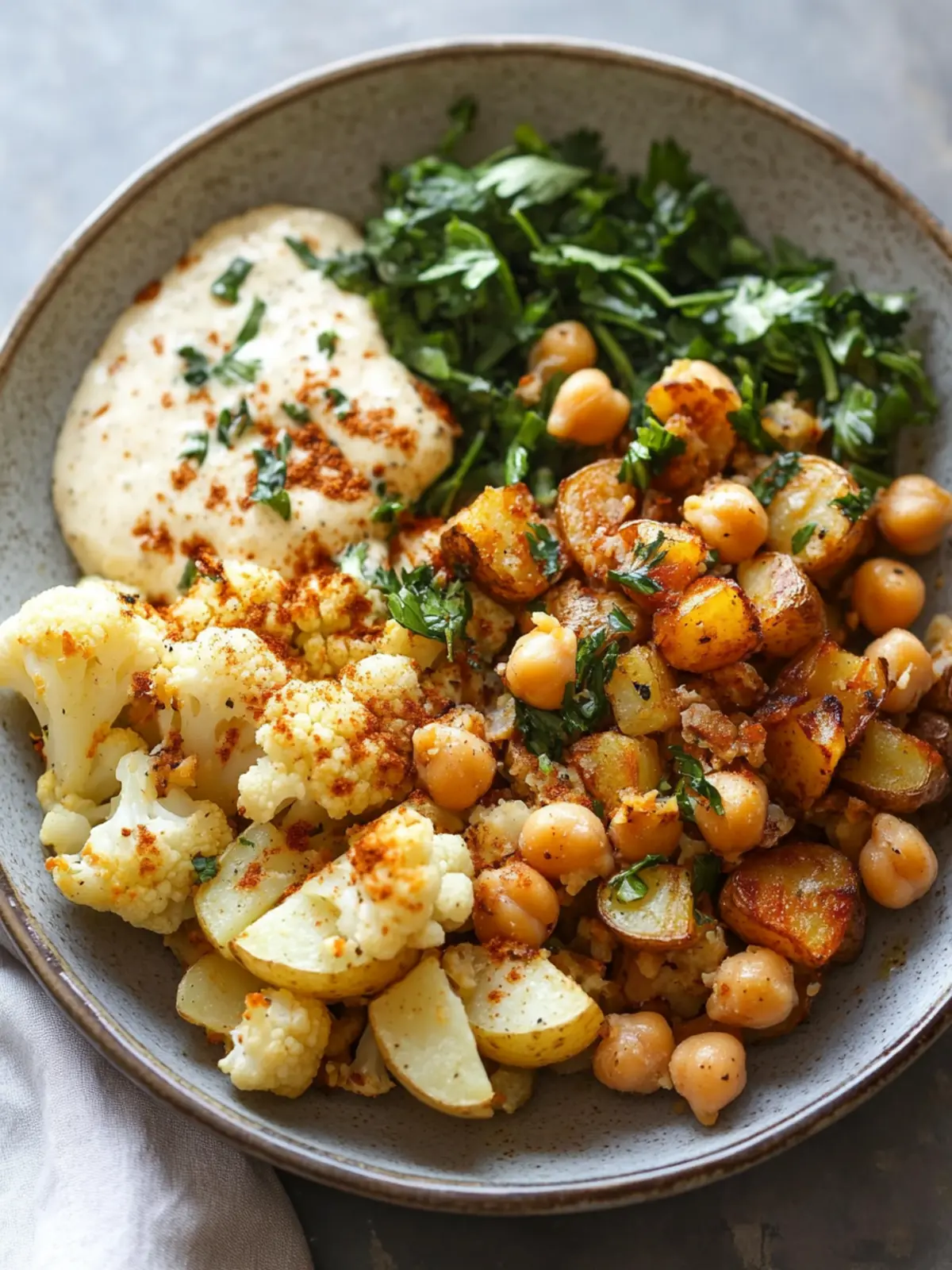 Savory Roasted Cauliflower Chickpea Potato Bowl to Love 3 Roasted Cauliflower Chickpea Potato Bowl