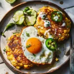 Sweetcorn and Jalapeño Fritters with a Fried Egg Delight 9 Sweetcorn and jalapeño fritters with a fried egg