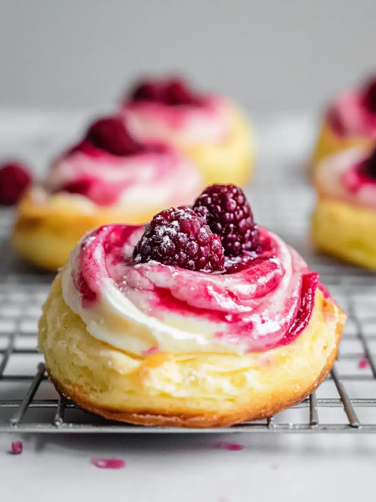 Lagkagesnegle: Irresistible Raspberry Swirls with Creamy Delight 3 Lagkagesnegle (Raspberry Swirls with Vanilla Pastry Cream)