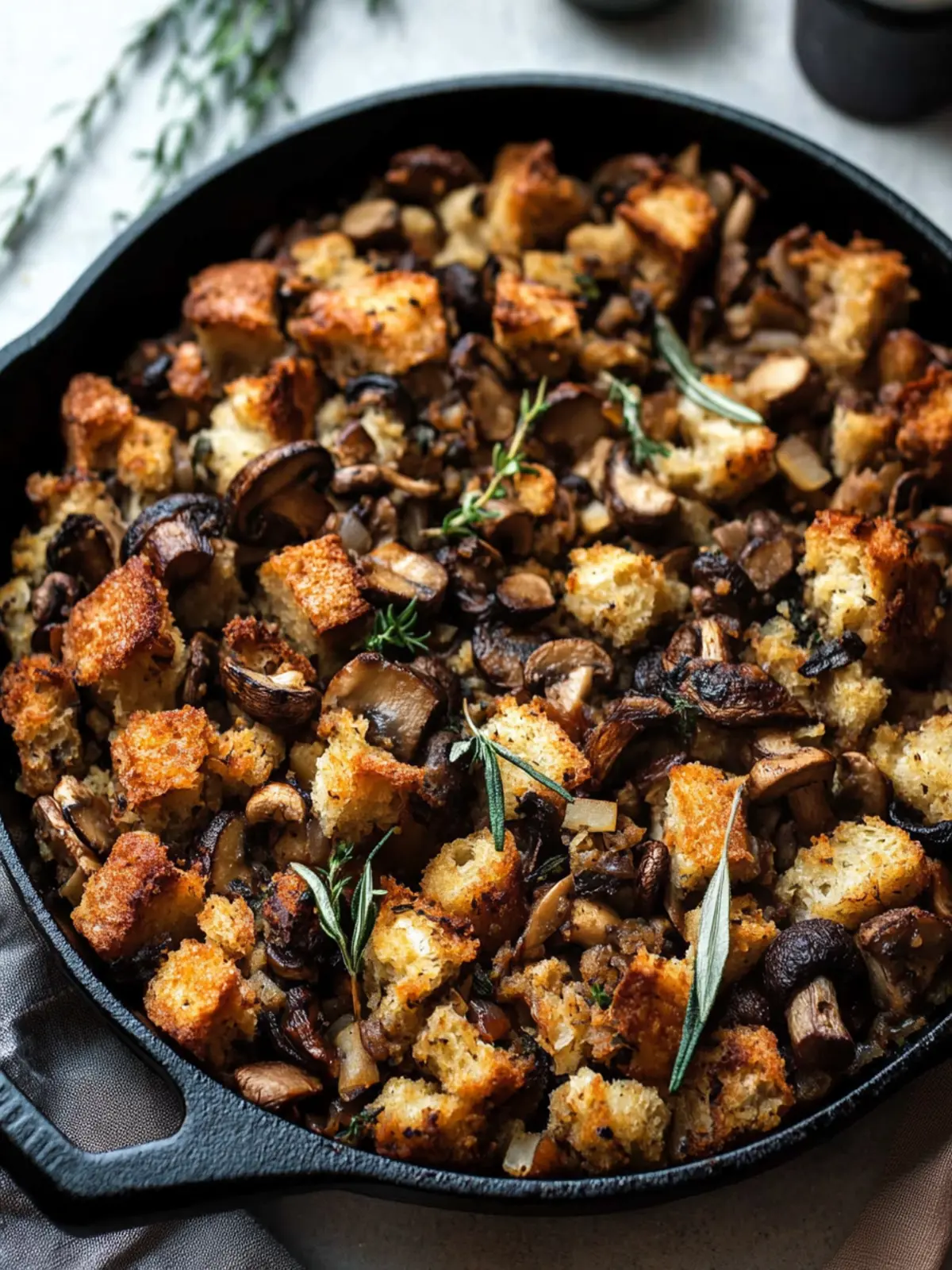 Crispy Wild Mushroom Stuffing in a Cast Iron Skillet Delight 2 Crispy Wild Mushroom Stuffing (in a Cast Iron Skillet!)