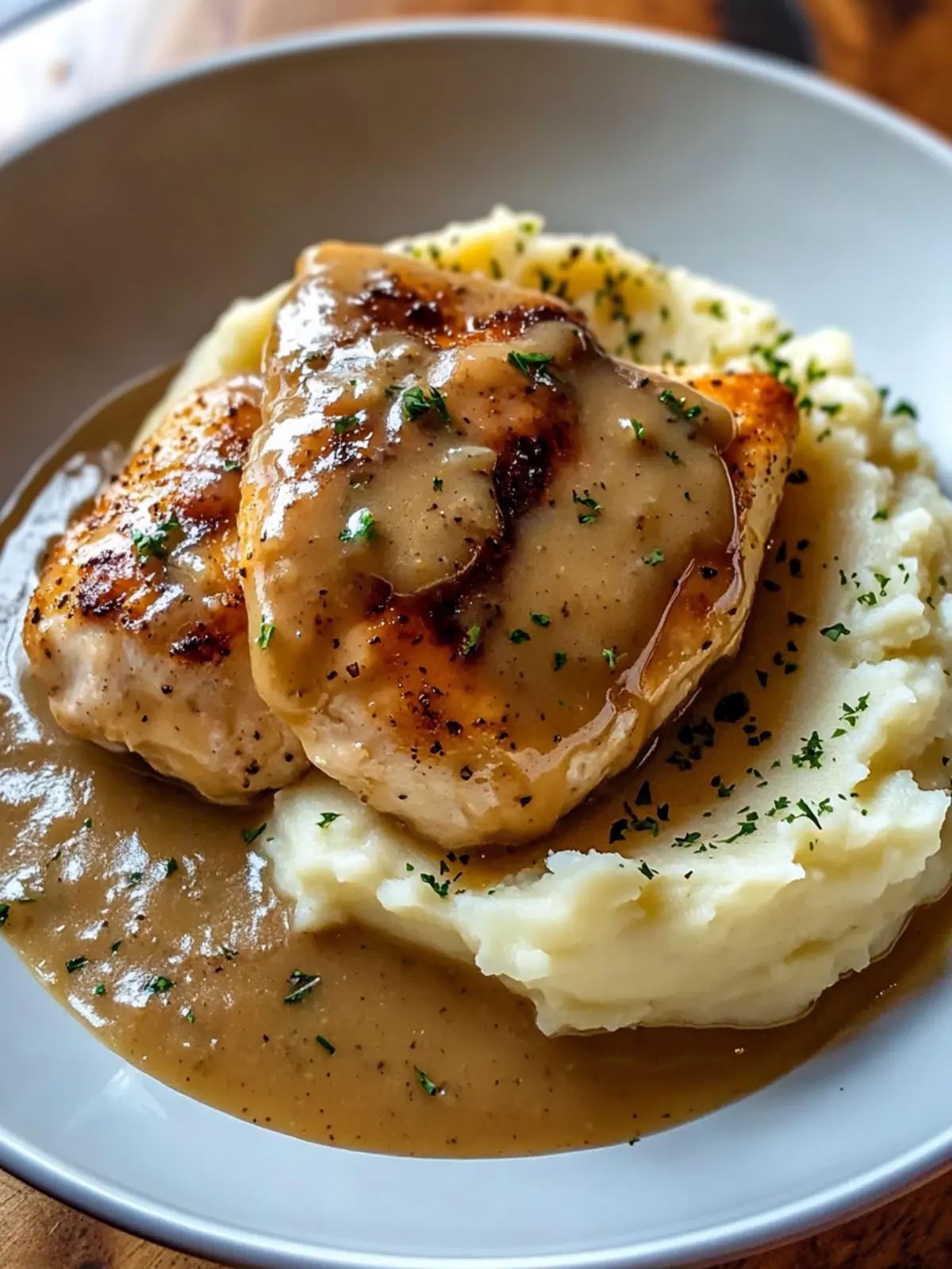Savory Chicken and Garlic Gravy with Cheesy Mashed Potatoes Bliss 4 Chicken and Garlic Gravy with Cheesy Mashed Potatoes