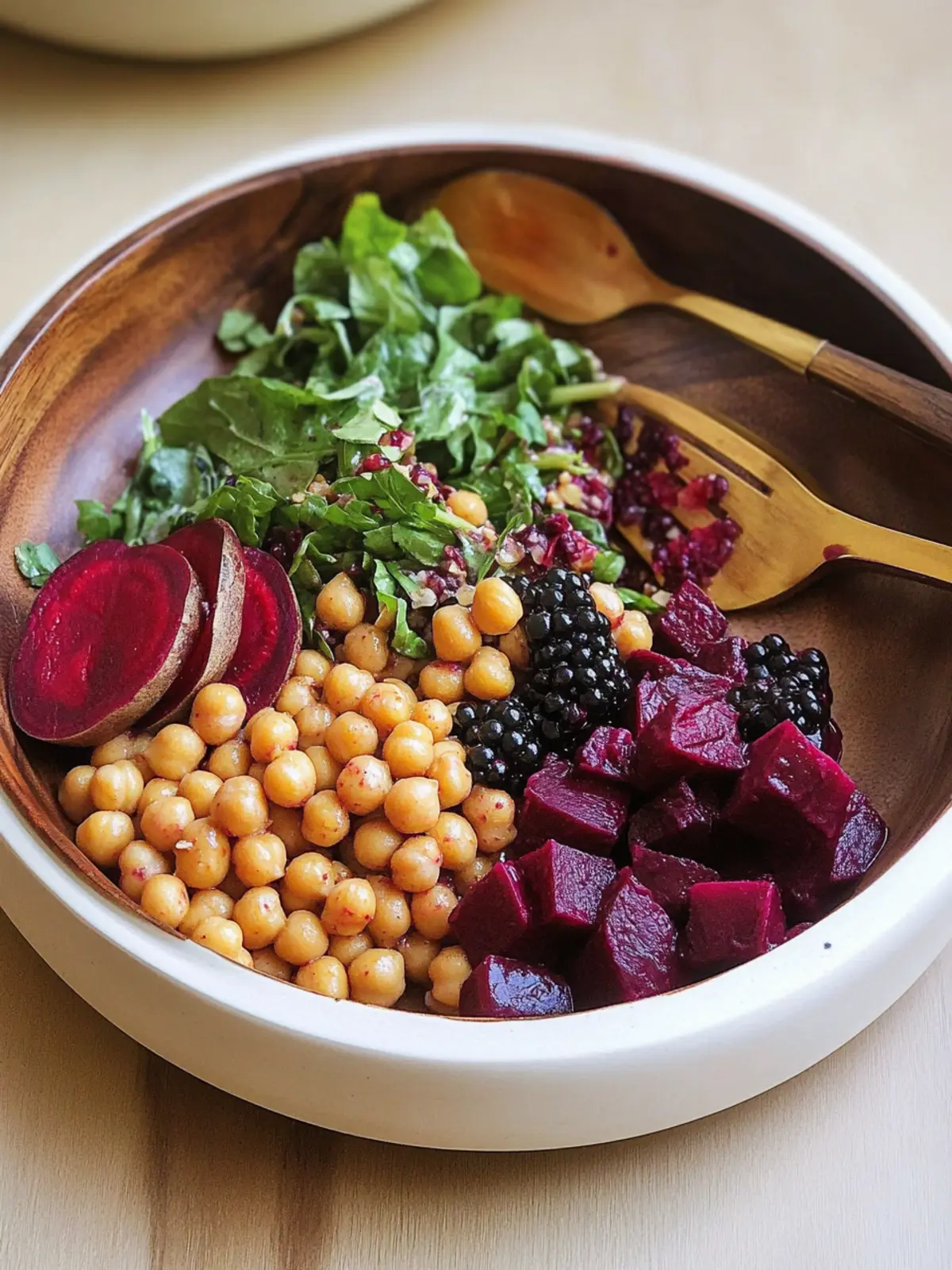 Delicious Roasted Chickpea Salad with Beets and Blackberry Dressing 3 Roasted Chickpea Salad with Beets and Blackberry Dressing