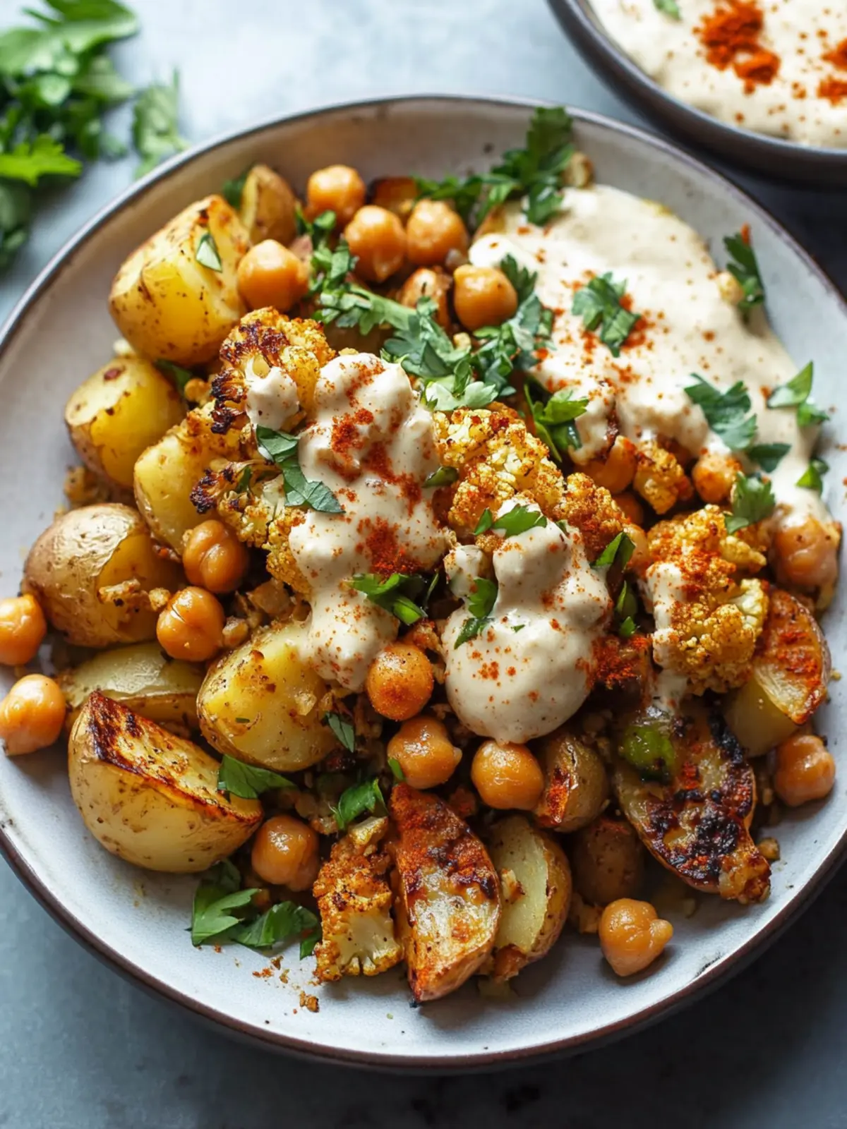 Savory Roasted Cauliflower Chickpea Potato Bowl to Love 5 Roasted Cauliflower Chickpea Potato Bowl