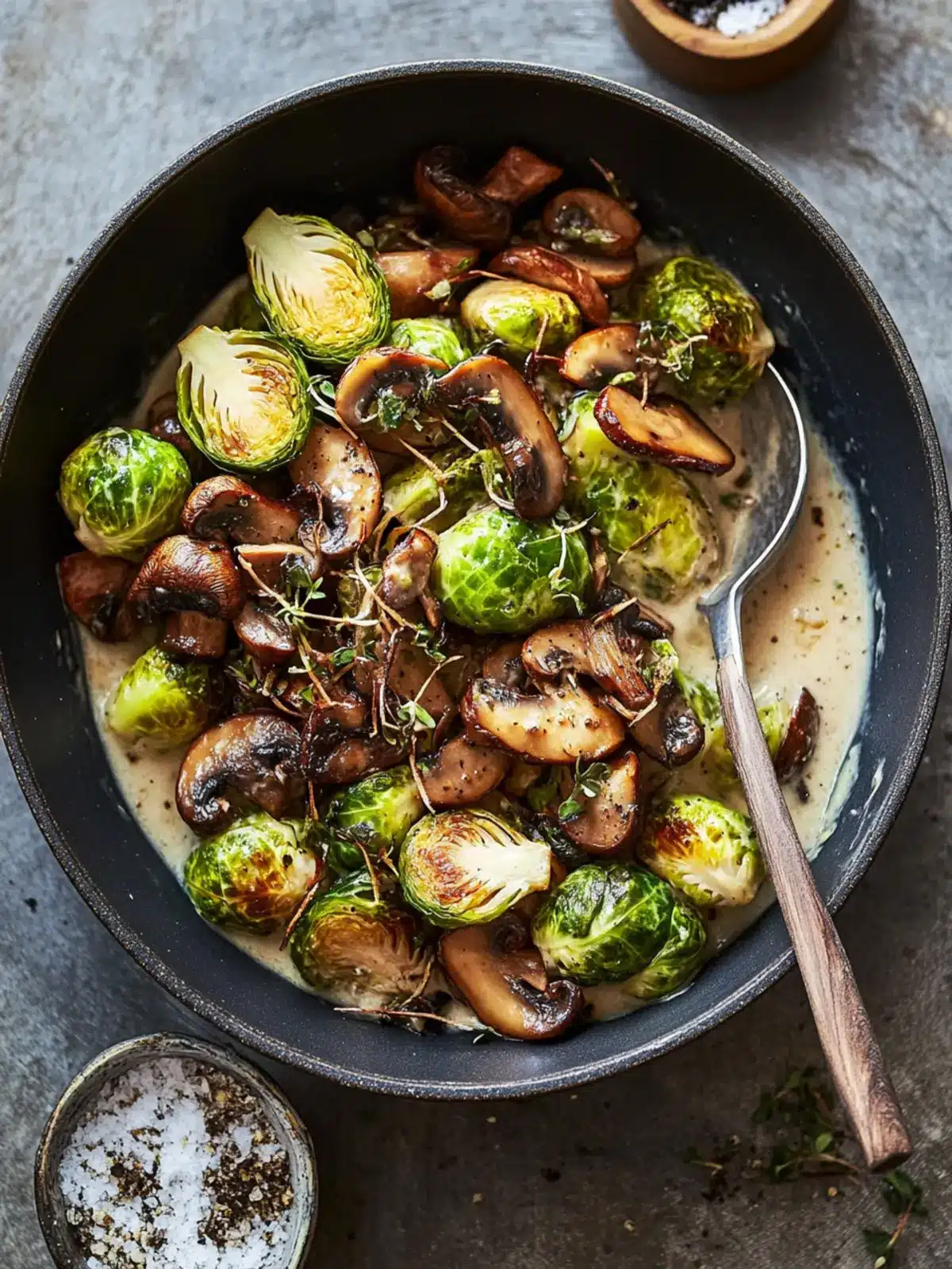 Savor Creamy Brussels Sprouts with Wild Mushrooms Tonight! 4 Creamy Brussels Sprouts with Wild Mushrooms