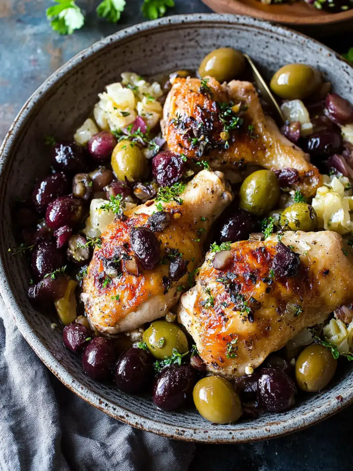 Savory Pan-Roasted Chicken with Grapes & Olives Delight 5 Pan-Roasted Chicken with Grapes & Olives