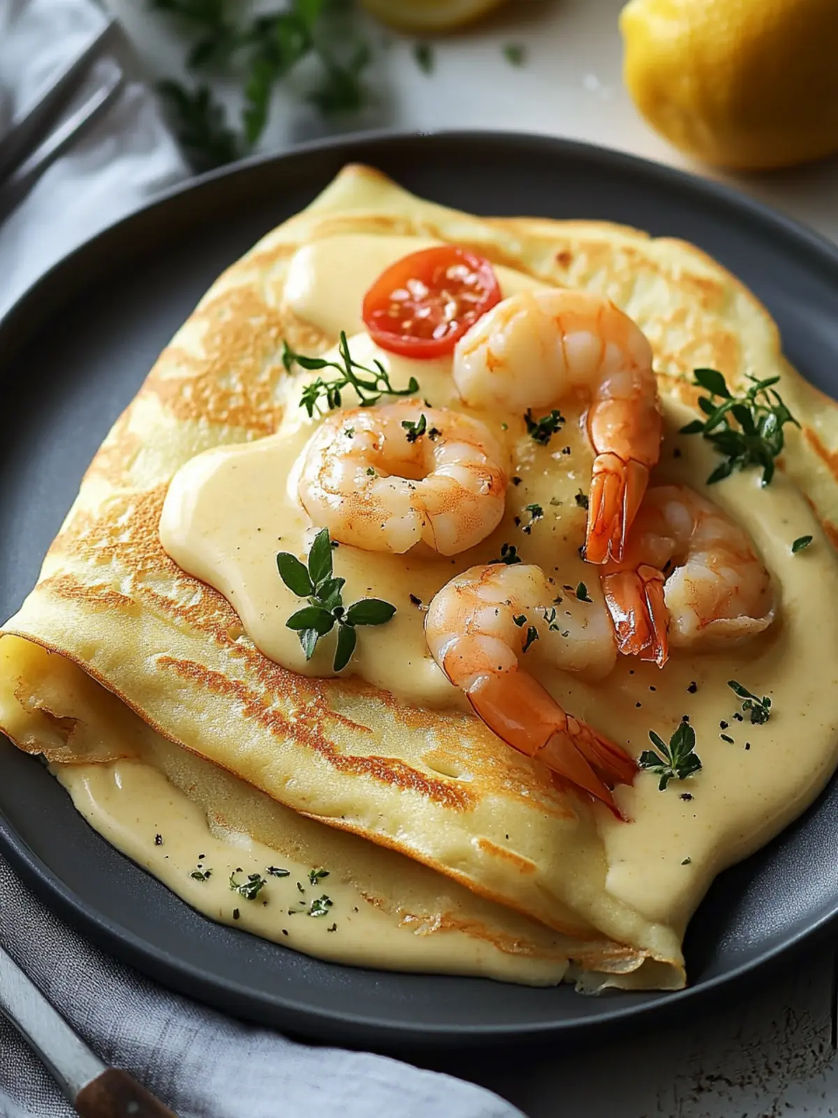 Elevate Dinner with Seafood Crepes and Creamy Béchamel Sauce 3 Seafood Crepes with Béchamel Sauce
