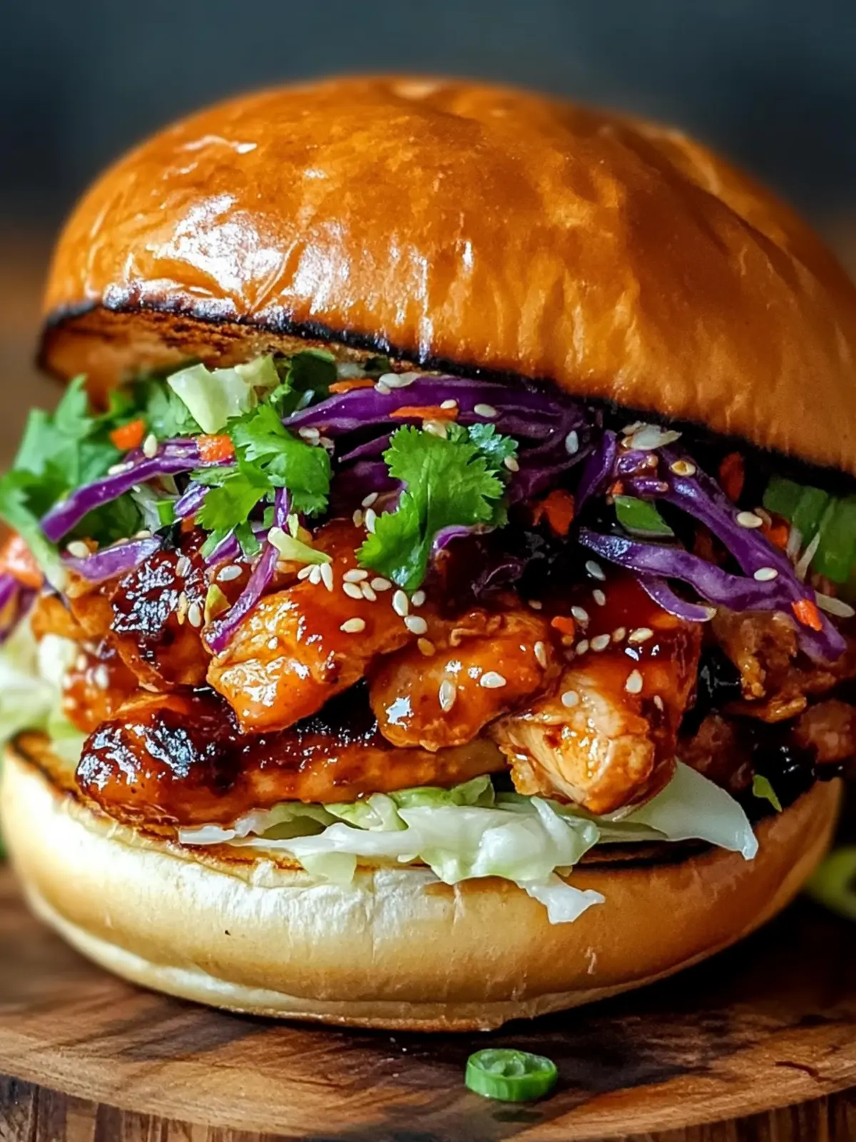 Savory Korean BBQ Chicken Sandwich with Crunchy Cabbage Slaw 2 Korean BBQ Chicken Sandwich with Cabbage Slaw