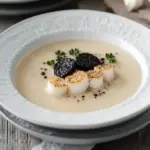 Delicious Celeriac Soup with Scallops & Black Pudding Bliss 7 Celeriac soup with scallops & black pudding
