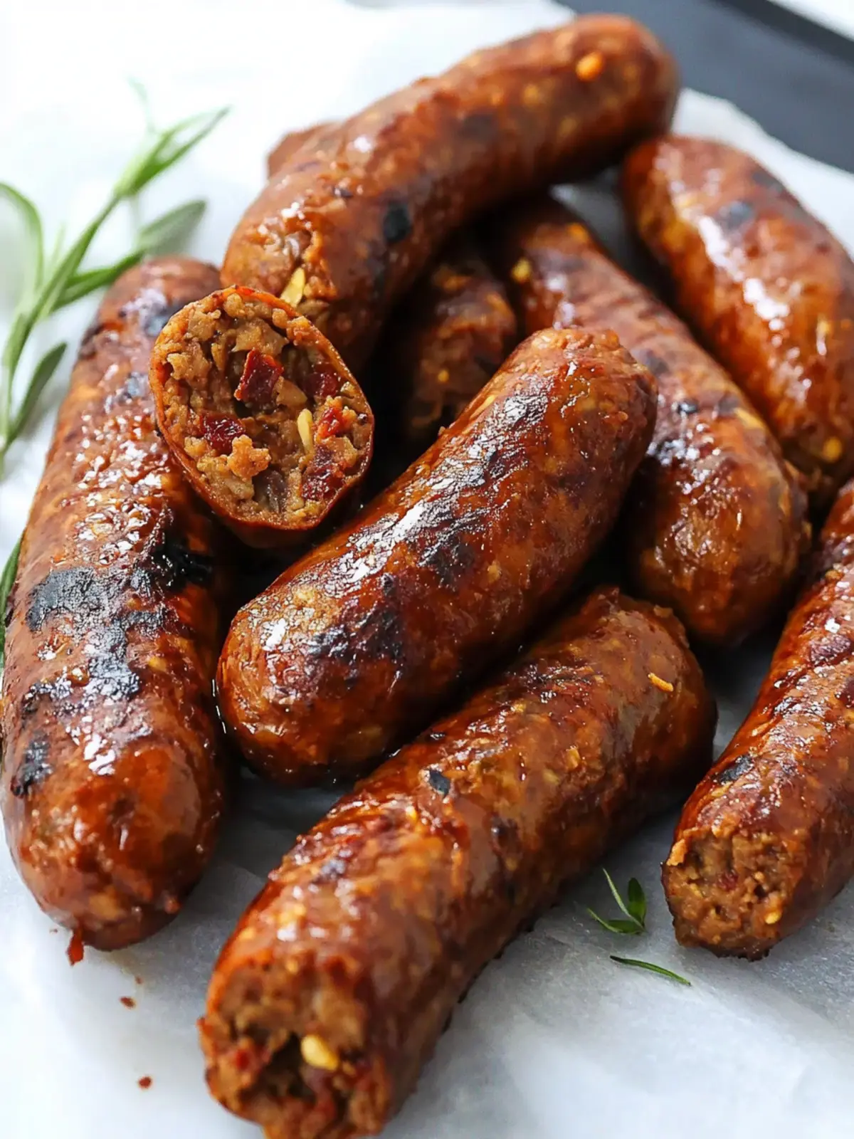 Sundried Tomato Vegan Sausages Gluten-Free & Grill-Ready 4 Sundried Tomato Vegan Sausages (Gluten-Free!)