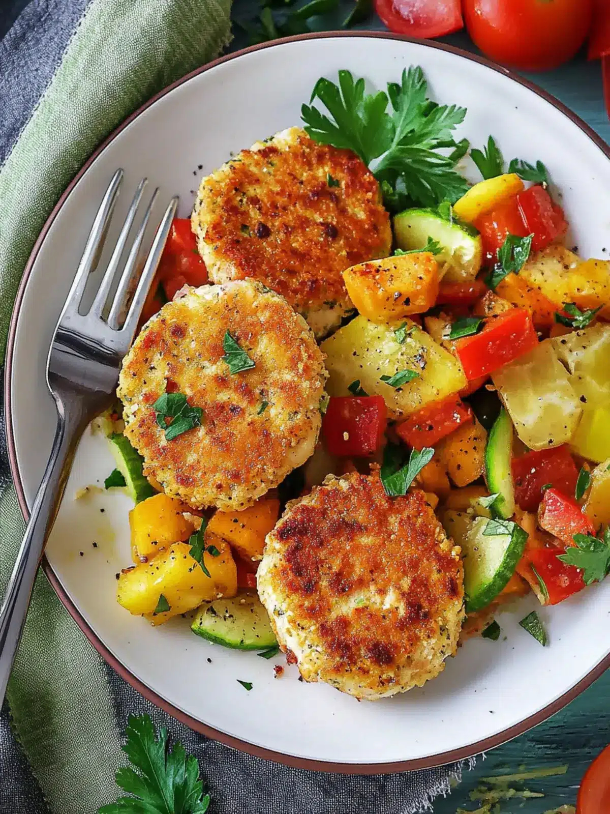 Irresistible Baked Chicken Patties and Veggies for Easy Dinners 2 Baked Chicken Patties/Kotletki and Veggies