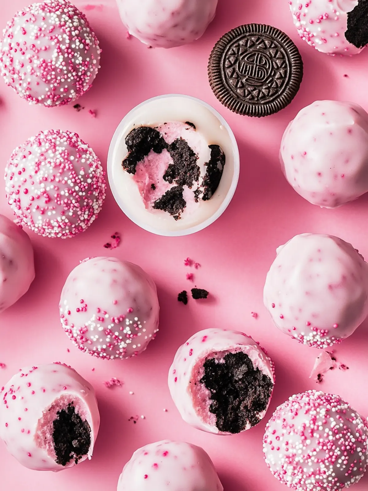 Delicious Oreo Truffle Balls with Pink Candy Coating Recipe 3 Oreo Truffle Balls with Pink Candy Coating