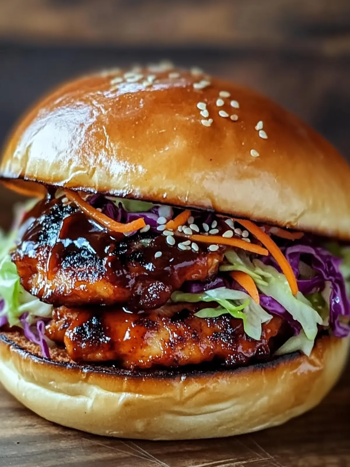 Savory Korean BBQ Chicken Sandwich with Crunchy Cabbage Slaw 3 Korean BBQ Chicken Sandwich with Cabbage Slaw