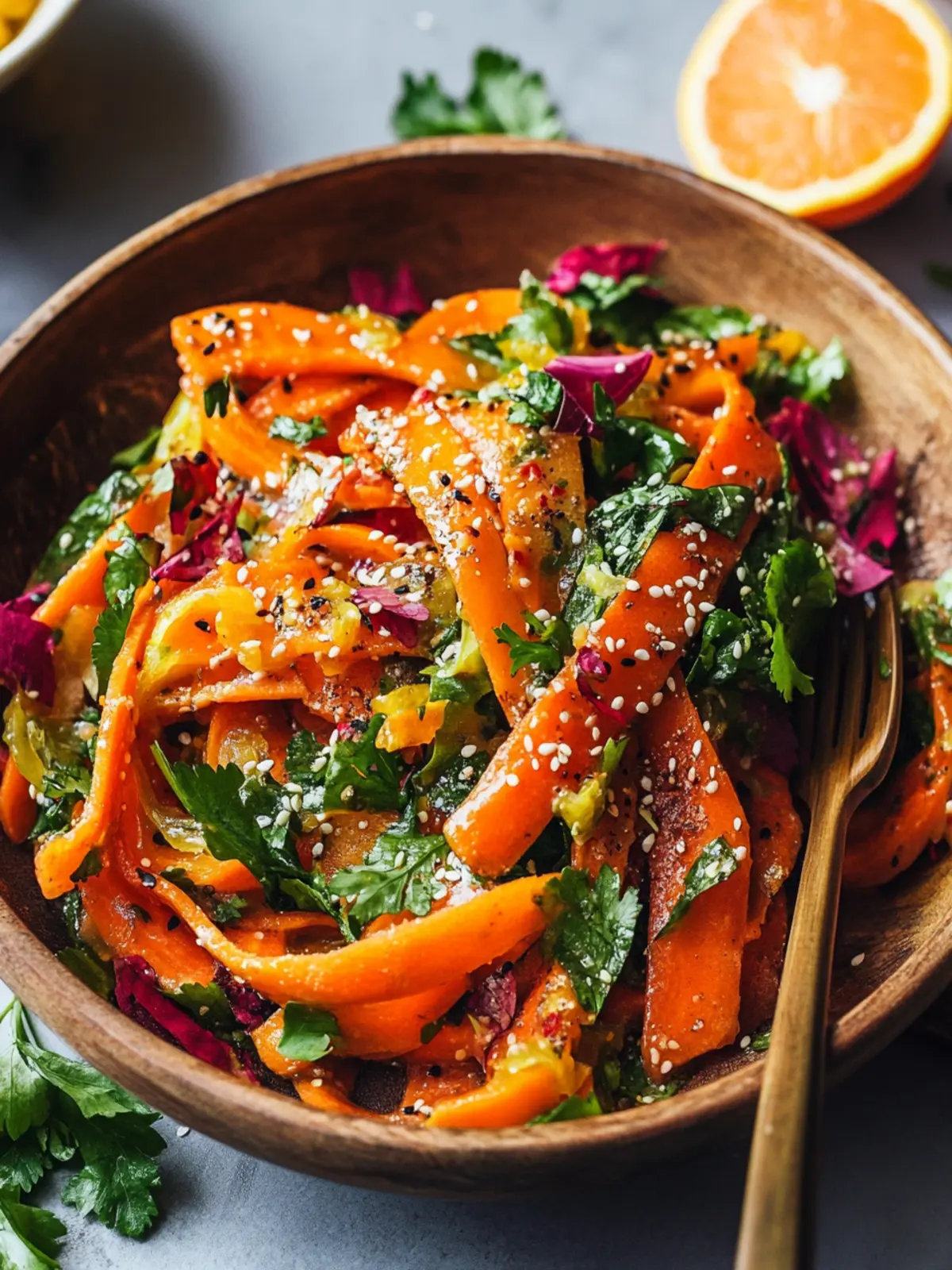 Zesty Carrot Salad with Citrus Miso-Ginger Dressing Delight 2 Carrot Salad with Citrus Miso-Ginger Dressing