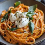 Creamy Red Pepper Pasta with Burrata & Fresh Herbs Bliss 7 Creamy Red Pepper Pasta with Burrata & Herbs