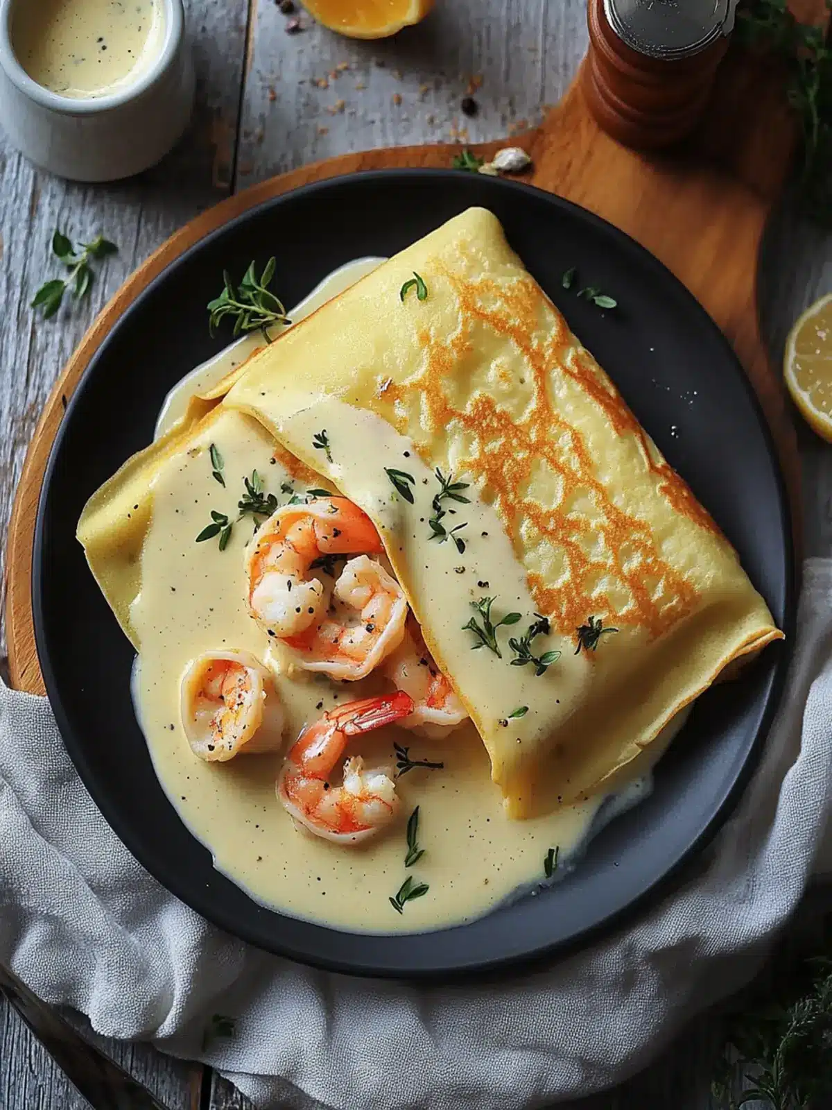 Elevate Dinner with Seafood Crepes and Creamy Béchamel Sauce 4 Seafood Crepes with Béchamel Sauce