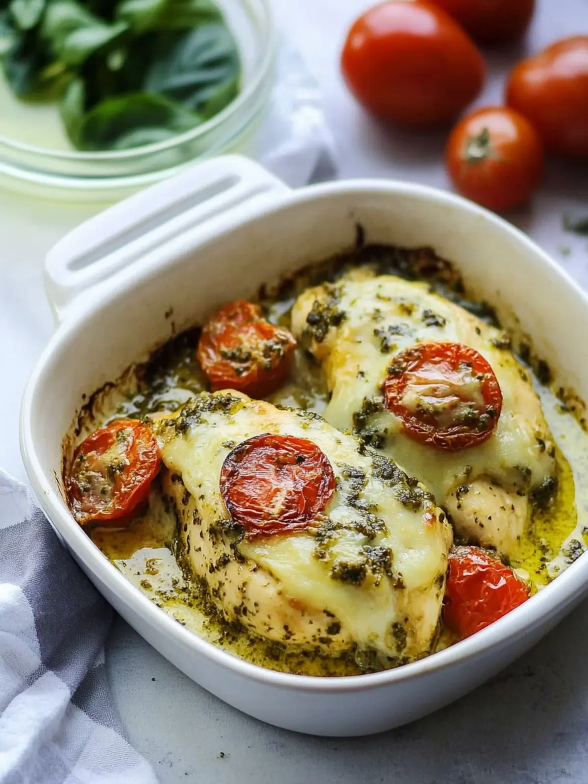 Savory Pesto Chicken Bake with Melty Cheese Bliss 4 Pesto Chicken Bake