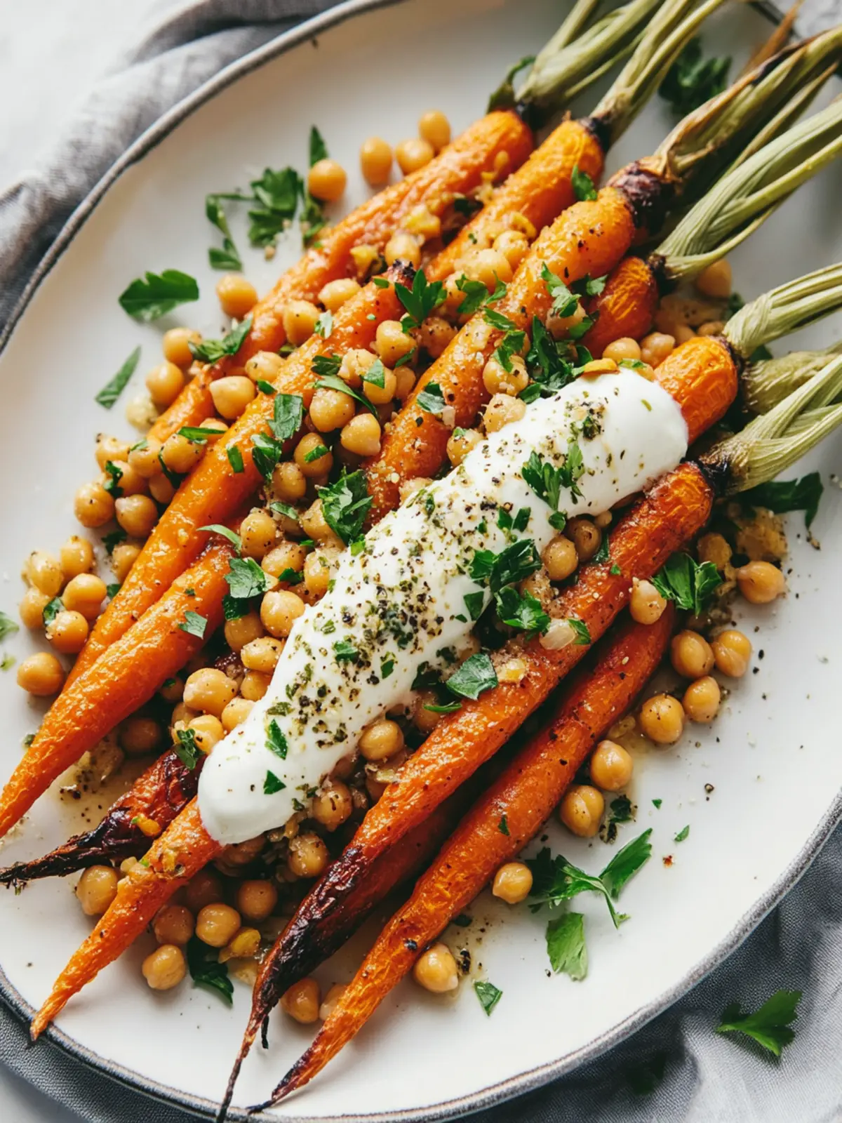 Roasted Carrots with Farro, Chickpeas & Herbed Crème Fraîche Delight 5 Roasted Carrots with Farro, Chickpeas & Herbed Crème Fraîche