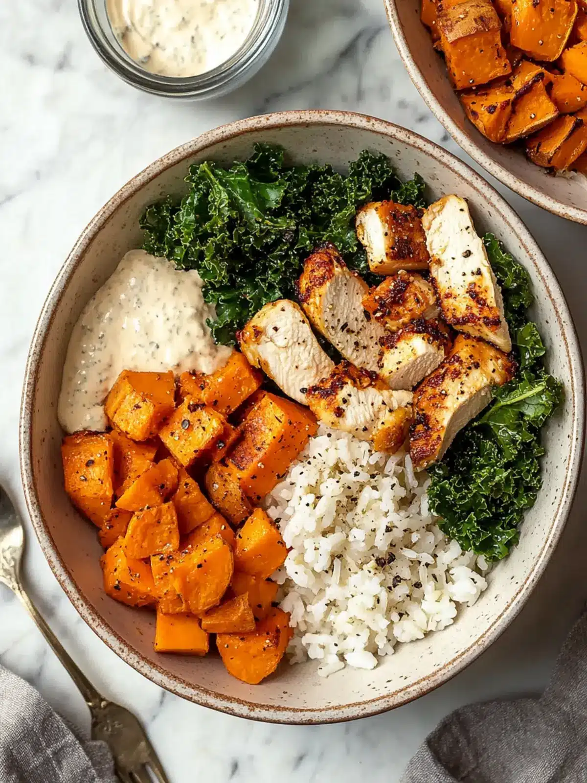Delicious Roasted Sweet Potato, Chicken, Kale, and Rice Bowls for Two 5 Roasted Sweet Potato, Chicken, Kale, and Rice Bowls for Two