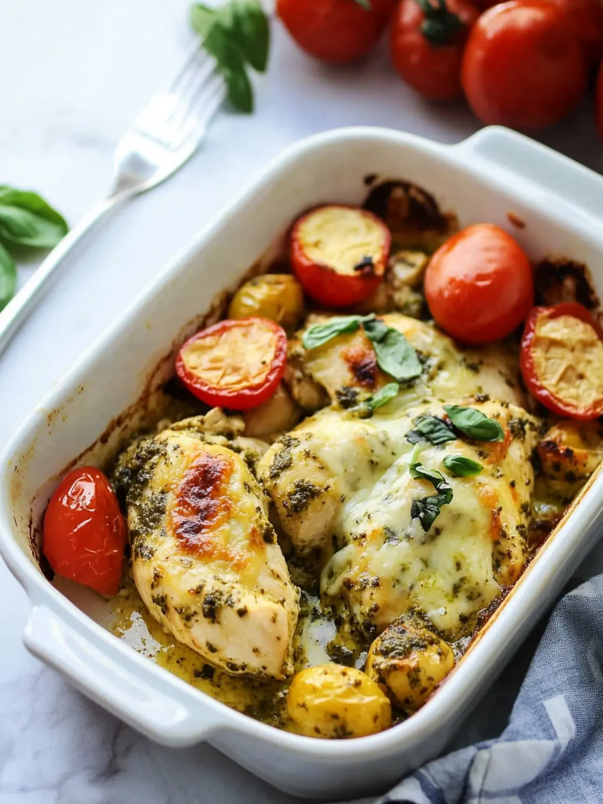 Savory Pesto Chicken Bake with Melty Cheese Bliss 5 Pesto Chicken Bake