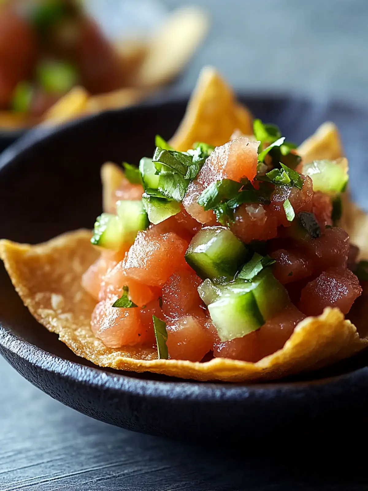 Spicy Tuna Tartare on Crispy Wonton Chips for a Flavorful Feast 5 Spicy Tuna Tartare on Crispy Wonton Chips