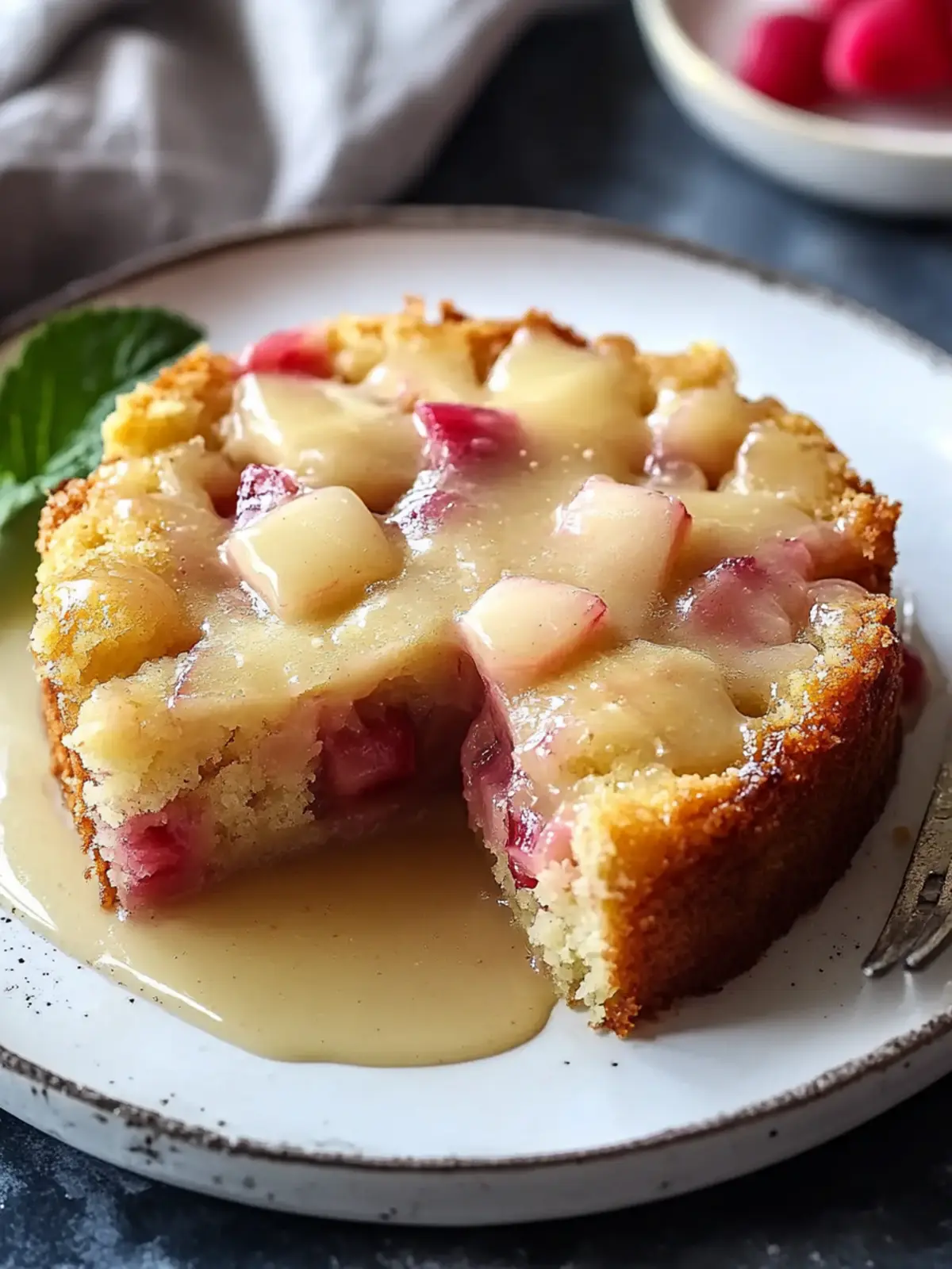 Decadent Warm Rhubarb Cake with Butter Sauce Bliss 4 Warm Rhubarb Cake with Butter Sauce