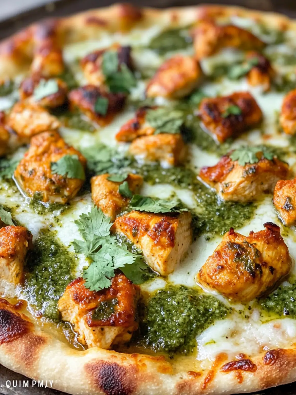Tandoori Chicken Pizza with Cilantro Mint Chutney Bliss 2 Tandoori Chicken Pizza with a Cilantro Mint Chutney