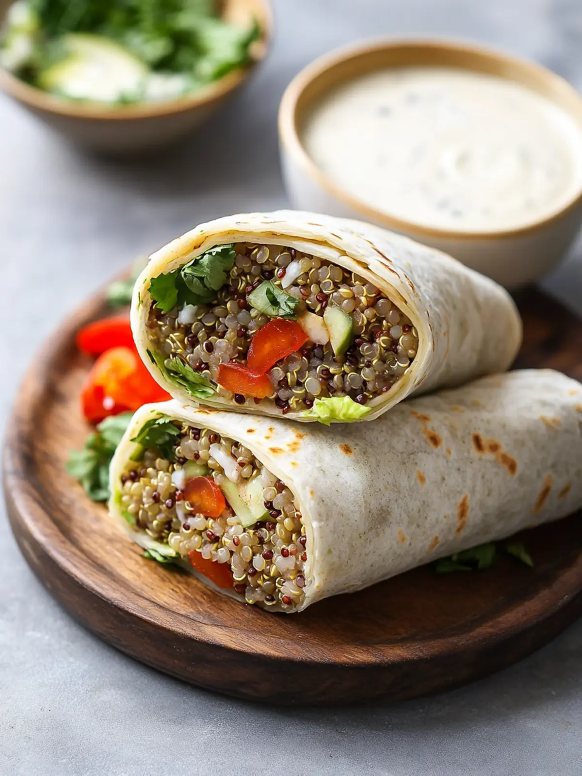 Spicy Quinoa Lentil Wraps with Creamy Tahini Sauce Delight 3 Spicy Quinoa Lentil Wraps + Tahini Sauce