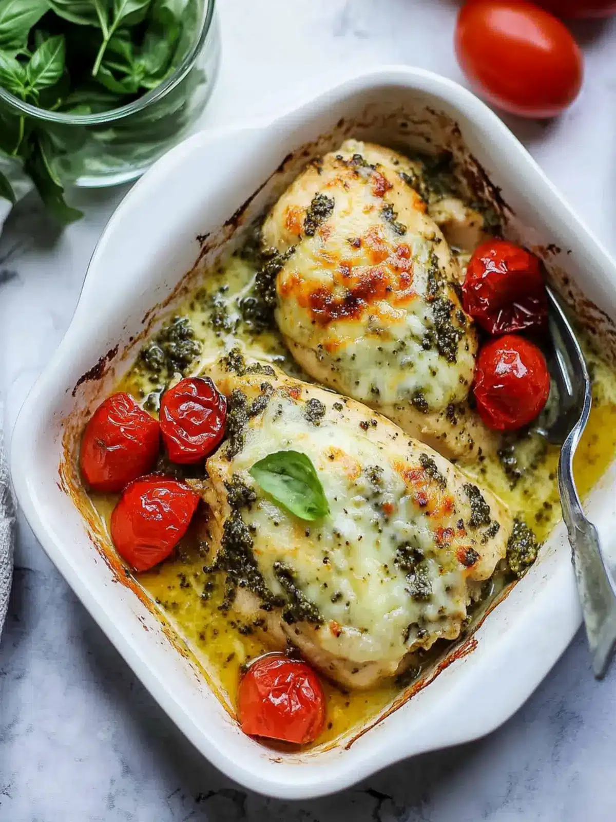 Savory Pesto Chicken Bake with Melty Cheese Bliss 2 Pesto Chicken Bake