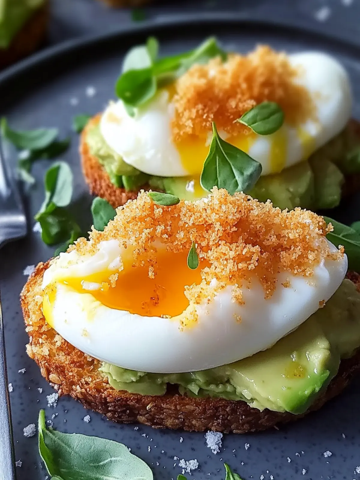 Crispy Panko Crumbed Poached Eggs on Avocado Toast Bliss 5 Crispy Panko Crumbed Poached Eggs on Avocado Toast