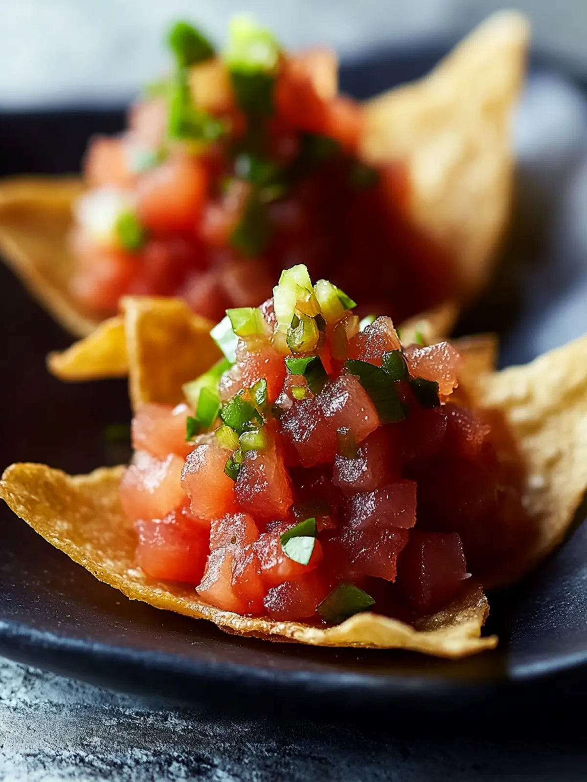 Spicy Tuna Tartare on Crispy Wonton Chips for a Flavorful Feast 3 Spicy Tuna Tartare on Crispy Wonton Chips