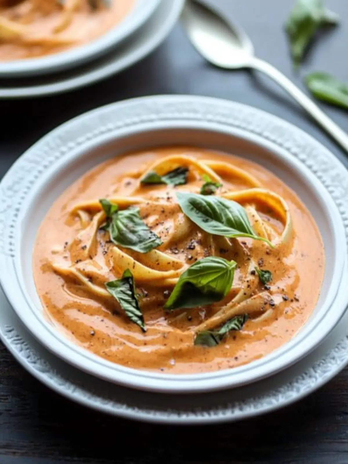 Creamy Roasted Red Pepper Cream Sauce Over Fettuccine Bliss 4 Roasted Red Pepper Cream Sauce