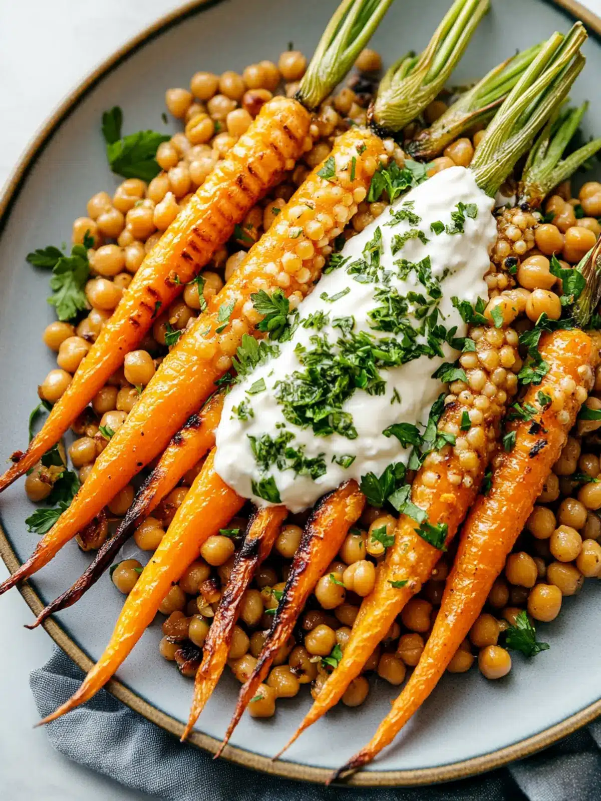 Roasted Carrots with Farro, Chickpeas & Herbed Crème Fraîche Delight 2 Roasted Carrots with Farro, Chickpeas & Herbed Crème Fraîche