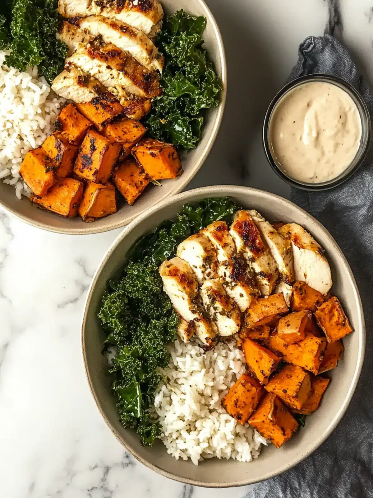 Delicious Roasted Sweet Potato, Chicken, Kale, and Rice Bowls for Two 4 Roasted Sweet Potato, Chicken, Kale, and Rice Bowls for Two