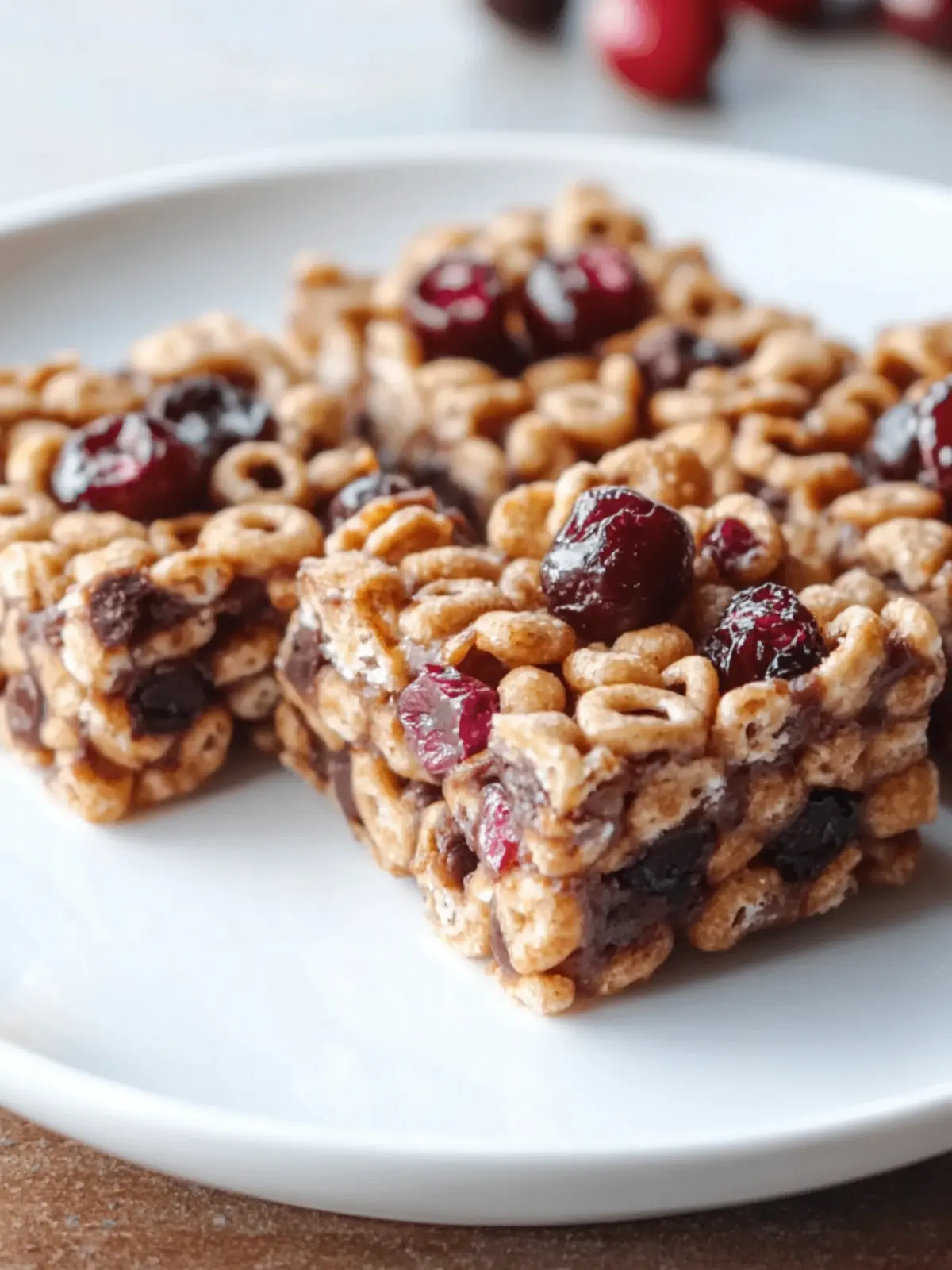 Chocolate Cranberry Cheerio Bars for Sweet Snack Lovers 4 Chocolate Cranberry Cheerio Bars