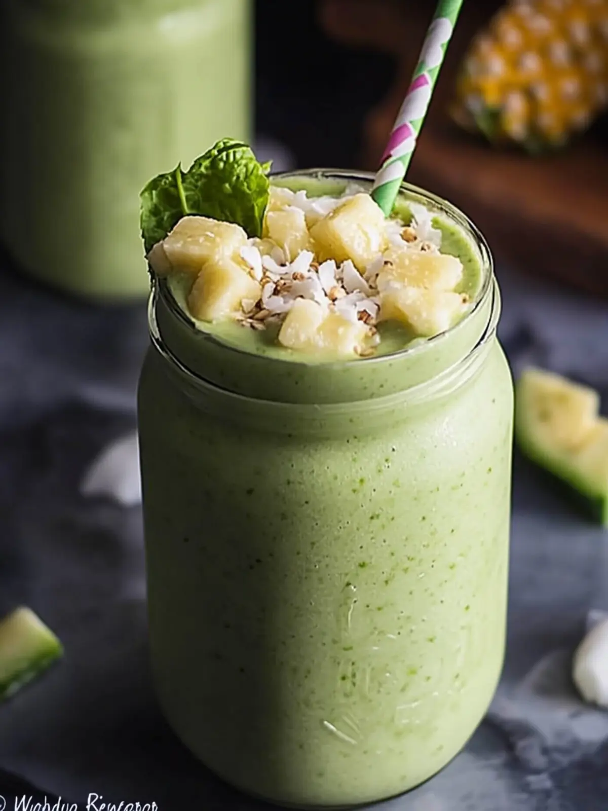 Healthy Green Pina Colada Smoothie to Kickstart Your Day 3 Healthy Green Pina Colada Smoothie
