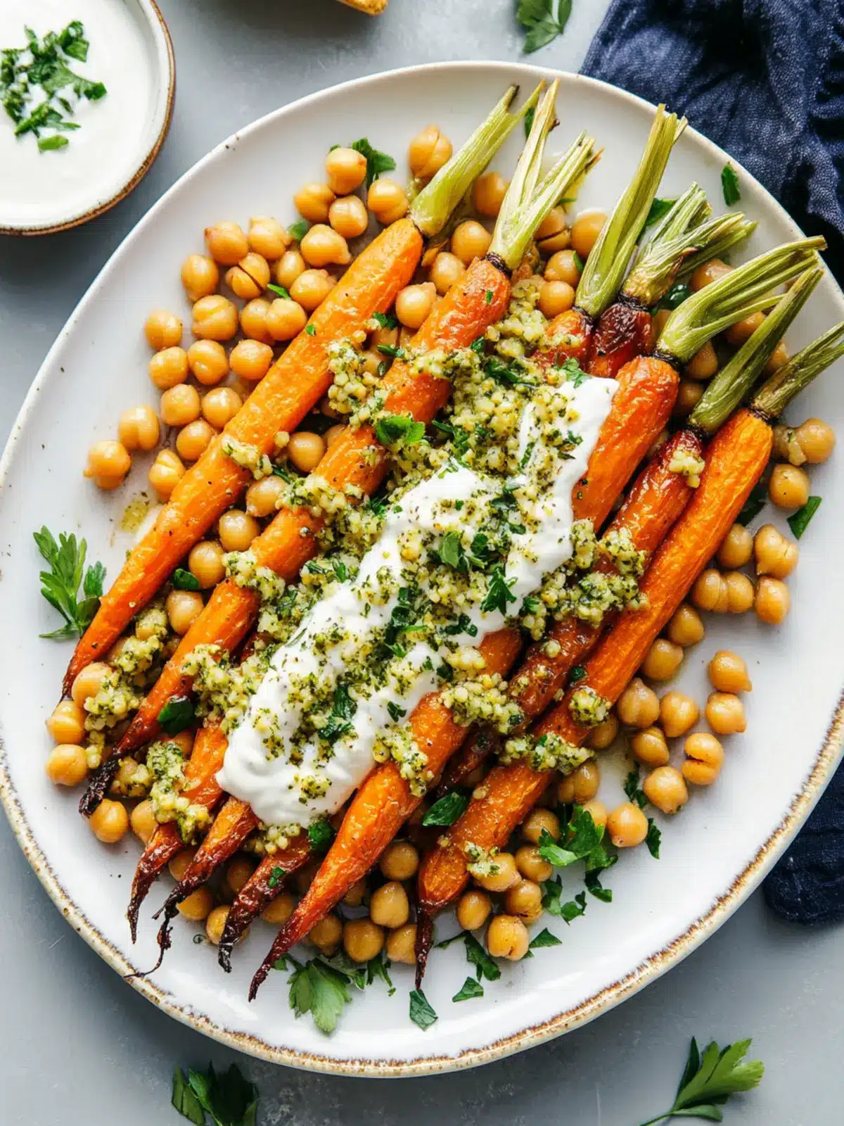 Roasted Carrots with Farro, Chickpeas & Herbed Crème Fraîche Delight 4 Roasted Carrots with Farro, Chickpeas & Herbed Crème Fraîche