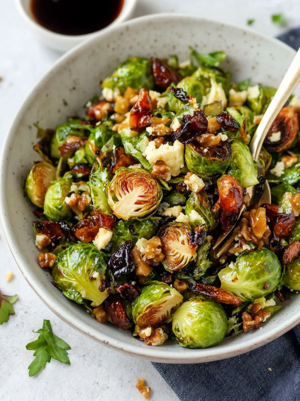 Easy Roasted Brussels Sprout Salad with Maple Balsamic Magic 3 Easy Roasted Brussels Sprout Salad with Maple Balsamic Dressing