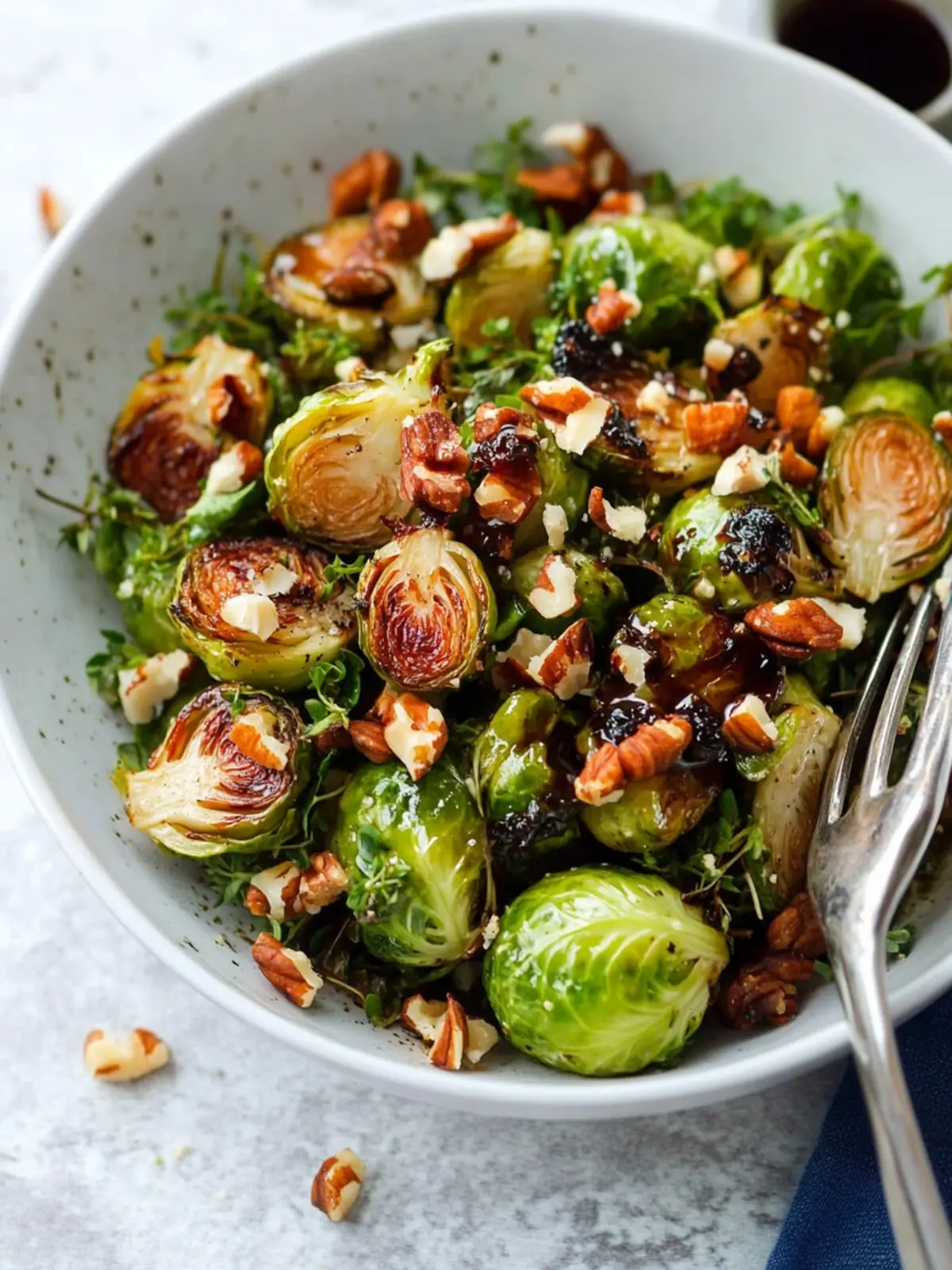 Easy Roasted Brussels Sprout Salad with Maple Balsamic Magic 4 Easy Roasted Brussels Sprout Salad with Maple Balsamic Dressing