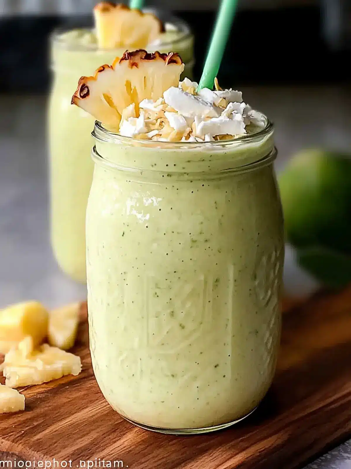 Healthy Green Pina Colada Smoothie to Kickstart Your Day 4 Healthy Green Pina Colada Smoothie