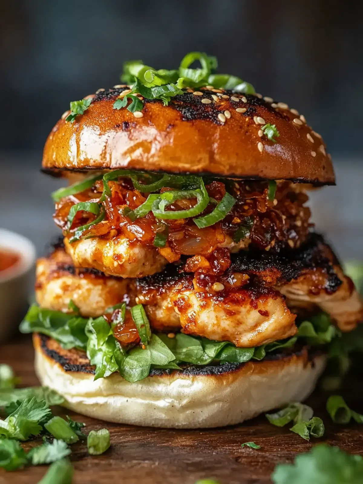 Gochujang Chicken Burgers with Kimchi Bacon Jam Bliss 2 Gochujang Chicken Burgers with Kimchi Bacon Jam