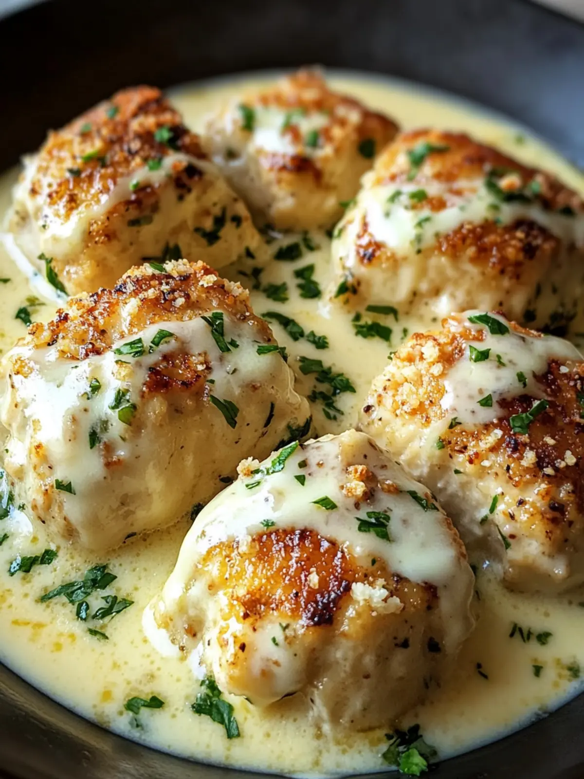 Savory Chicken Pillows with Creamy Parmesan Sauce Delight 3 Chicken Pillows with Creamy Parmesan Sauce