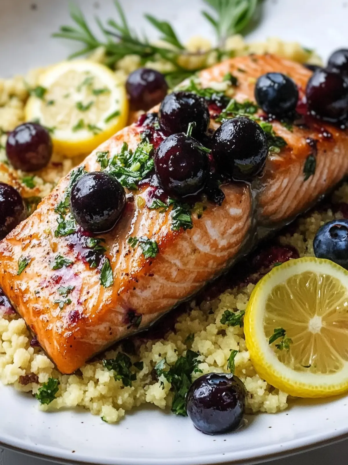 Blueberry Glazed Salmon with Lemon Herb Couscous Made Easy 4 Blueberry Glazed Salmon with Lemon Herb Couscous