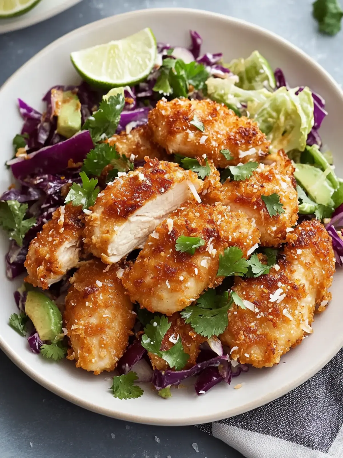 Crunchy Coconut Chicken with Zesty Cabbage Salad Bliss 5 Crunchy Coconut Chicken with Zesty Cabbage Salad